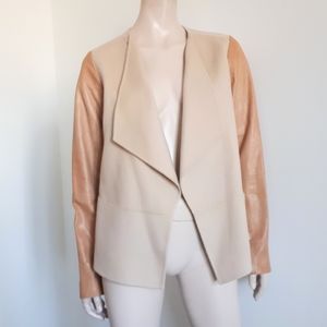 VINCE | Wool Jacket with Leather Sleeves